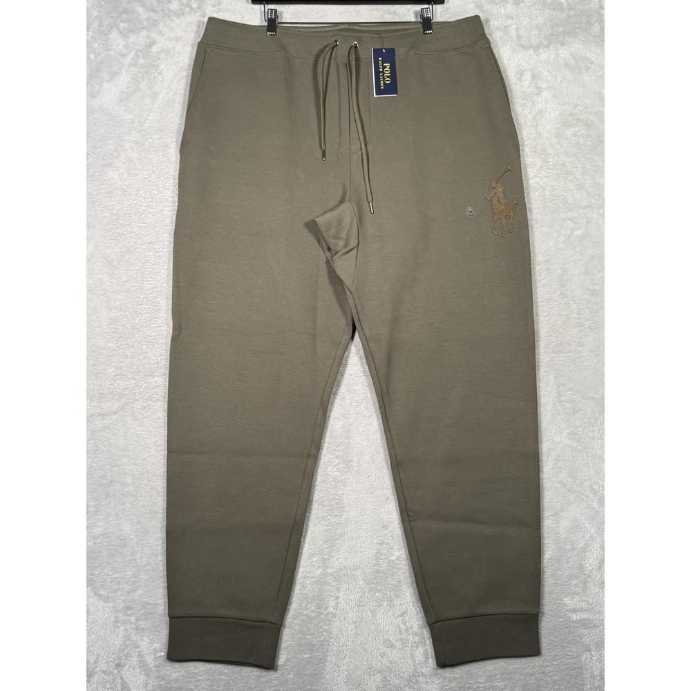 Ralph‎ Lauren Pants Mens XLT XL Tall Green Jogger Sweatpants Leather Big Pony